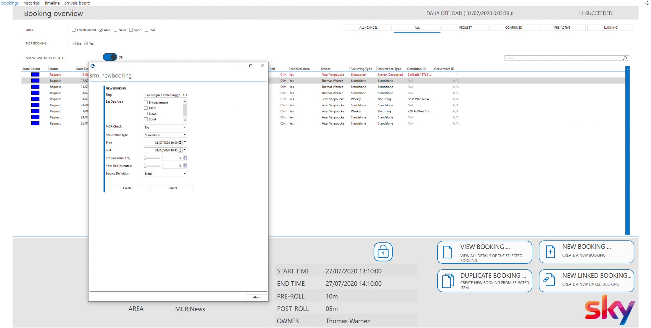 New Booking - DataMiner Dojo