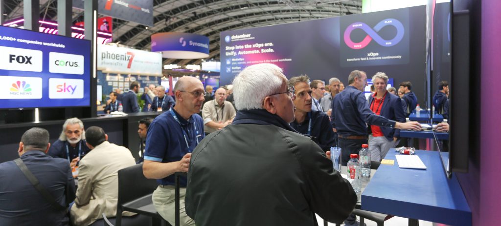 Crowded DataMiner booth at IBC 2025